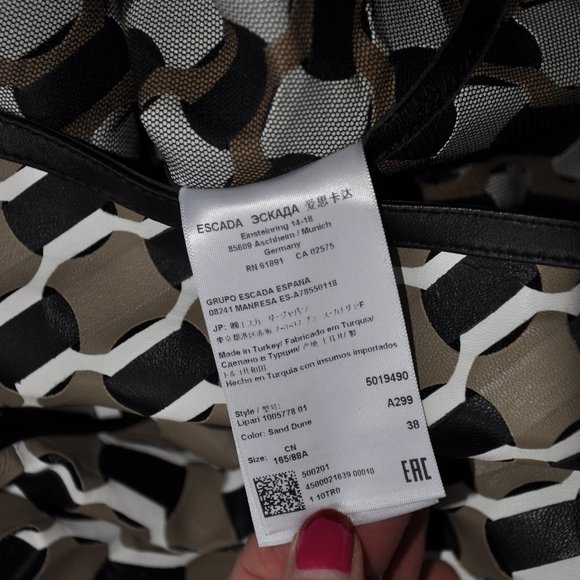 NWOT $4930 ESCADA LAMB Leather WOVEN White Black Sand Zip-up Jacket Coat 38 - Picture 10 of 10